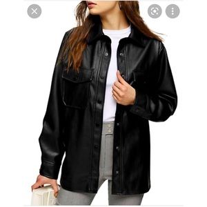 Topshop Faux leather shirt jacket